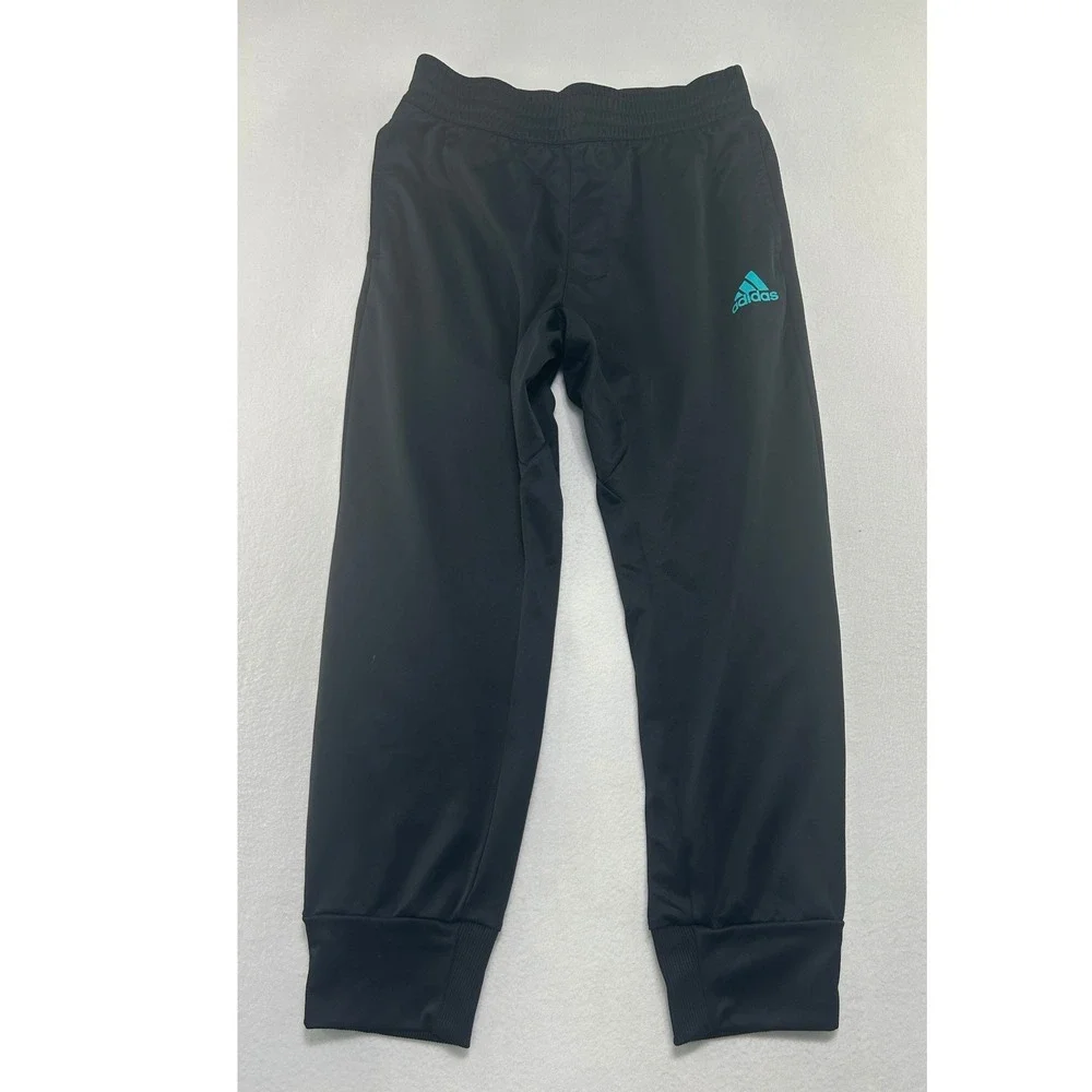 Adidas Climalite Joggers Black Teal Stripe Athletic Pants Mens Large